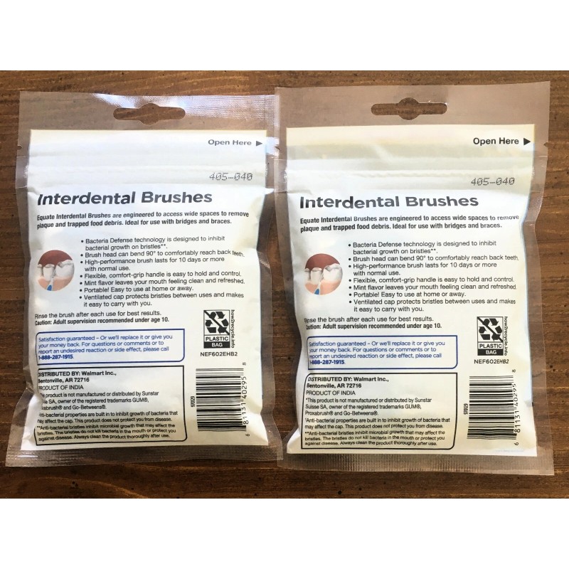 EQUATE 2 Pack of Equate Interdental Brushes for Wide Spaces,