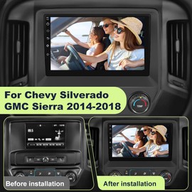 Pyniro Car Radio Stereo for Chevy Silverado Sierra 2014-2018 10.1 Inch Android Head Unit Touchscreen with CarPlay Android Auto Bluetooth GPS Navigation with Rear Camera 2+64GB