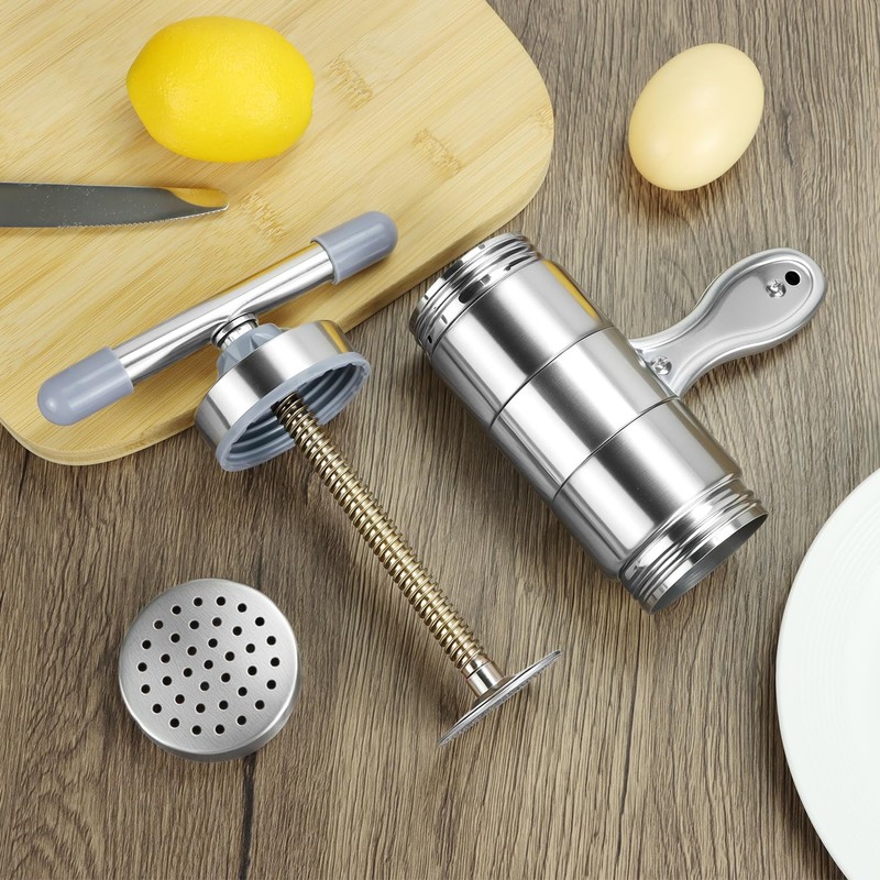 QWORK Stainless Steel Noodle Maker, Manual Pasta Machine with 5