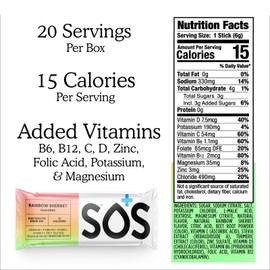 SOS SOS Hydration Electrolyte Powder Drink Mix Packets | Daily Hydration & Energy | Added Essential Vitamins | Low Sugar | 24 Servings (Rainbow Sherbet)