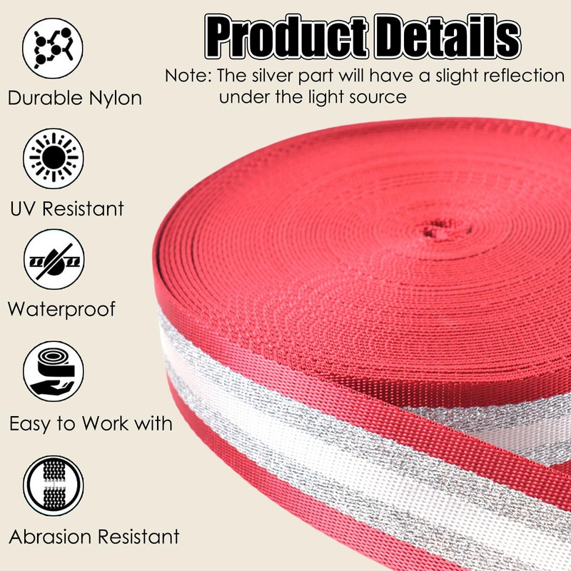 Wonninek Nylon Webbing 1.5 inch 6 Rolls Nylon Strap Webbing