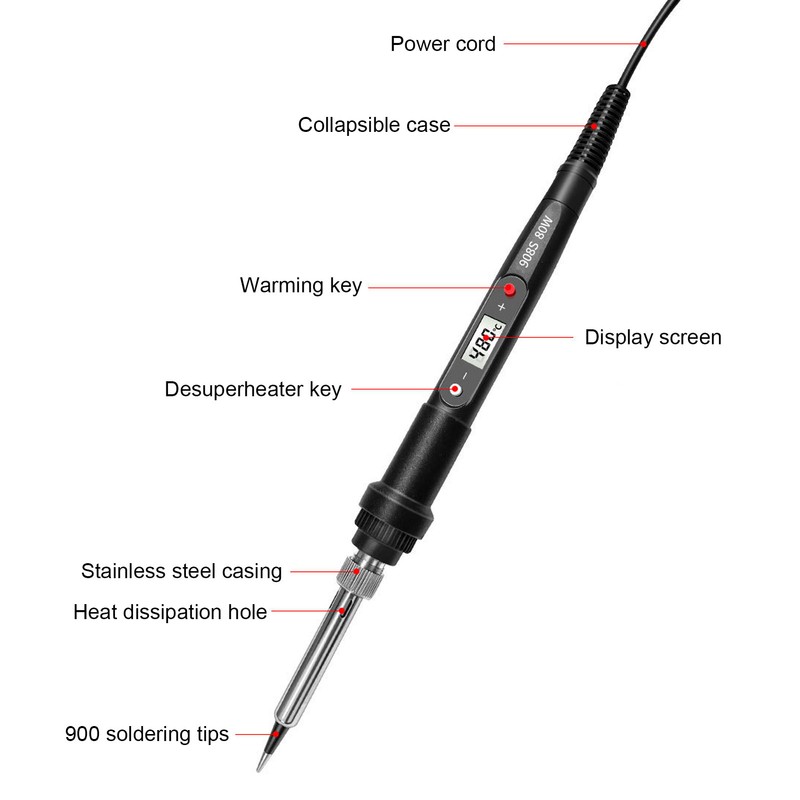 Soldering Iron Multimeter Kit 80W Digital Adjustable Temperature Electronics Welding