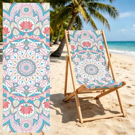 PRESSINART Beach Chair Replacement Canvas 47 x 17 Inch Lounge Chair Replacement Fabric Boho Floral Pattern Patio Sling Canvas Cloth for Indoor Outdoor Garden Beach Sun Lounger Hotels Pool Courtyard