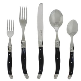 French Home LG122 20 Piece Laguiole Flatware, Set, Black