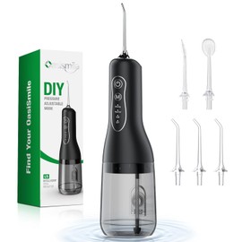 OasiSmile Electric Wireless Oral Irrigator Test Winner 2026: 300 ml Water Tank, 4 Modes & 5 Nozzles, 40 Days, IPX7 Waterproof Oral Irrigator for Daily Deep Cleaning for Dental Care at Home & Travel