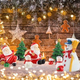 ZOYUBS Christmas Miniature Figurine Mini Christmas Ornament Christmas Handmade Accessories Tree Boot Wreath Santa Claus Bell Snowman Miniature Resin Christmas Figurine Christmas Dollhouse Fairy Garden Decoration Christmas Decoration Parts Christmas Ornam