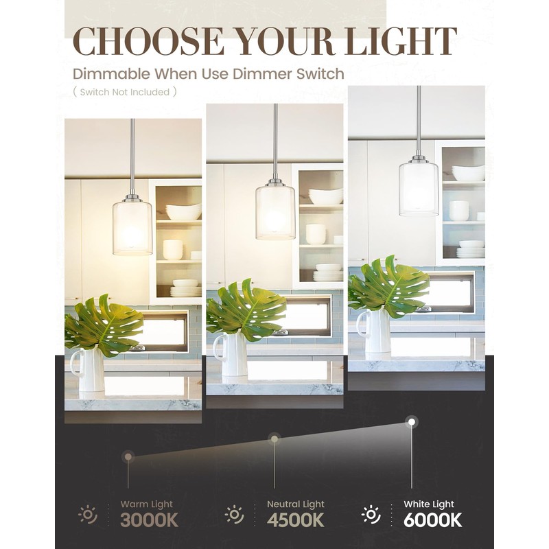 TENGXIN Modern Pendant Light,Brushed Nickel Modern Pendant Light for Kitchen