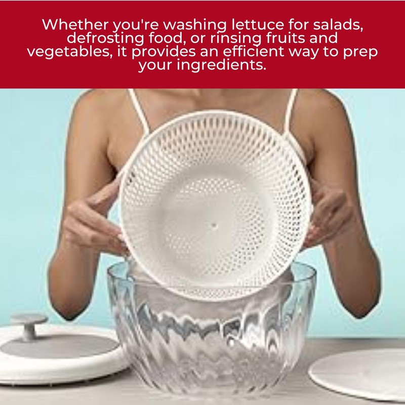 GUZZINI 10" Salad Spinner with Lid - White, Wash, Spin