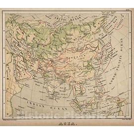 Historic Map : 1880 Asia. v2 - Vintage Wall Art - 18in x 16in