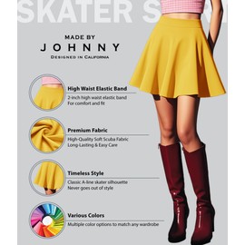 MBJ WB211 Women's Basic Versatile Stretchy Flared Skater Skirt for Girl XL Yellow