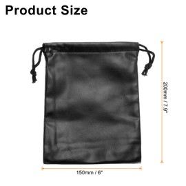 HARFINGTON 2pcs Headphone Pouch, Headset Carrying Bag, Portable Headphone Storage Protection Travel Pouch, Soft Drawstring PU Leather Over-Ear Headphones Bag for Classroom, Black, S