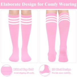 Pink Knee High Socks for Women Pink Long Socks Long Pink Socks Woman Pink High Socks Pink Cheer Socks Pink Striped Socks