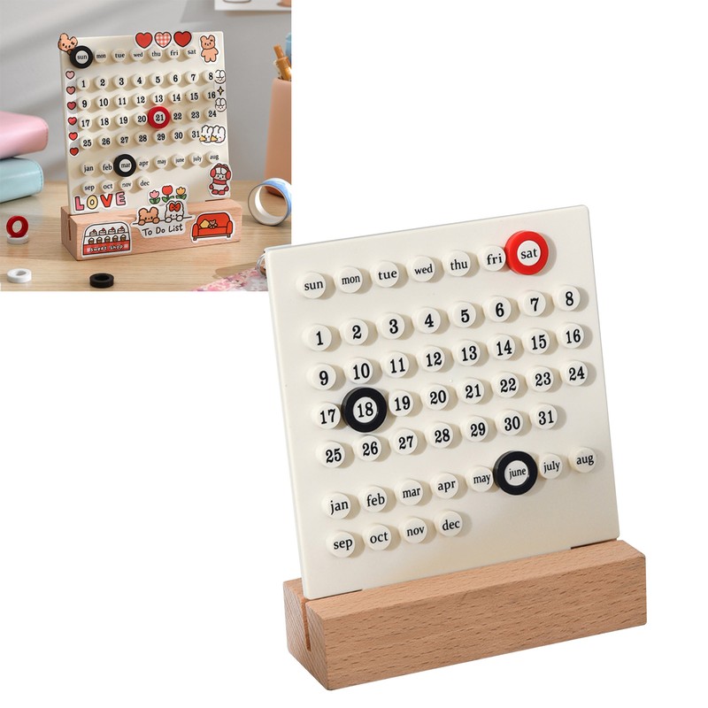 Wooden Kids Calendar DIY Hand Operated Develop Planning Skills Perpetual