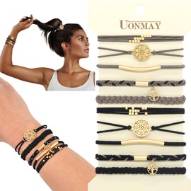 Elastic Hair Ties for Women and Girls, No Damage Hair Bands, Suitable for Thick and Thin Hair Ponytail Holders (Black)