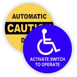 AUTOMATIC DOOR + ACTIVATE SWITCH TO OPERATE Handicap Vinyl Door Decals Stickers