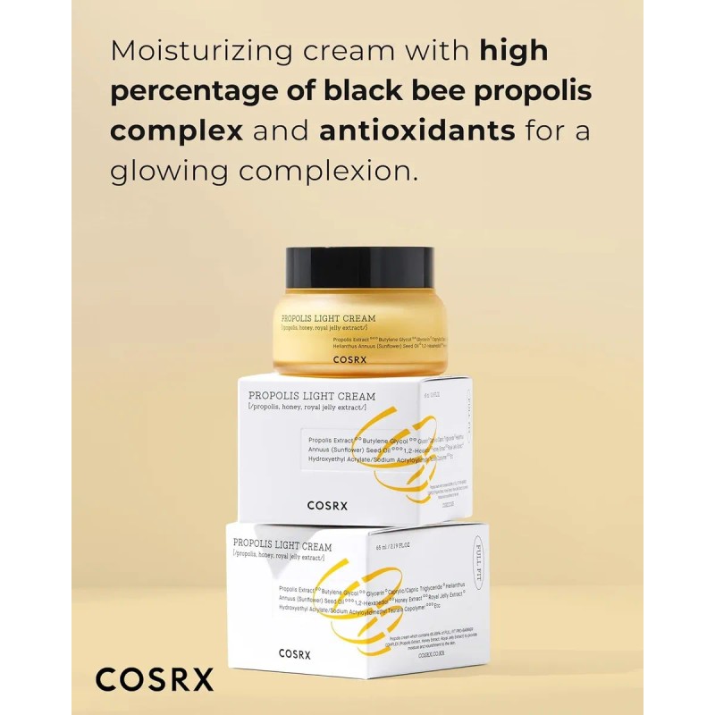 Cosrx Propolis Light Cream 65 ml hidratante con 64.5 propleo