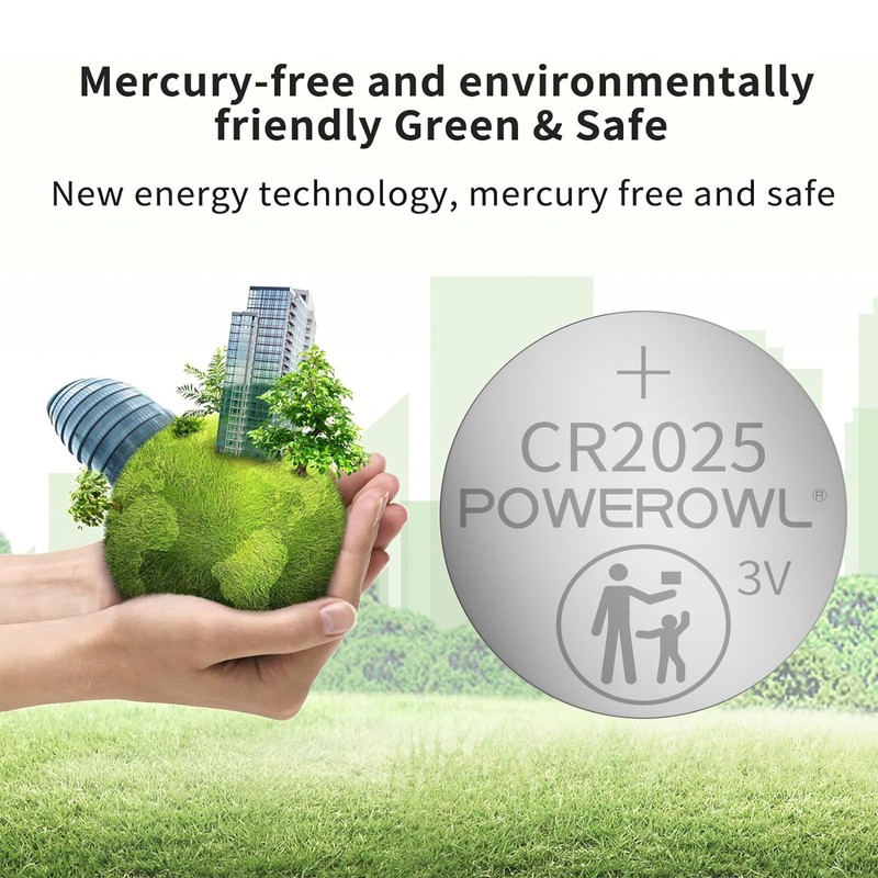 POWEROWL High Capacity CR2025 Battery (15-Pack) 2025 3v Lithium Batteries,