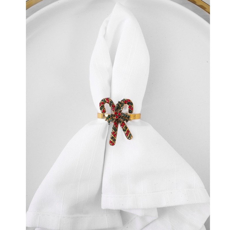 YöL Set Of 6 Deluxe Candy Cane Napkin Rings Christmas