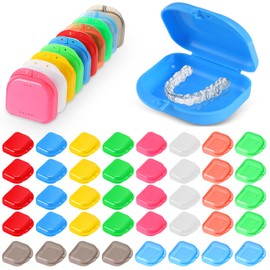 Tanlade 40 Pcs Retainer Case with Vent Holes 3.2 x 3.0 x 1.1 Inches Assorted Denture Case, 10 Colors Retainer Holder Retainer Container Retainer Holder for Aligners, Night Guards