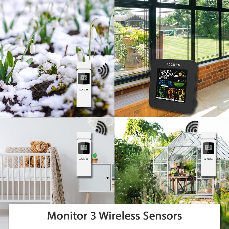 ACCUR8 YD8266WUK Weather Forecast Station - Incl. 3 Wireless Temperature