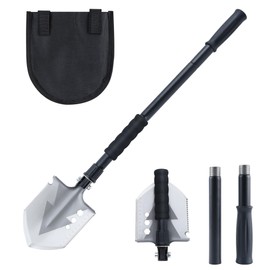 Troispot Folding Shovel, 29 inch Outdoor Survival Shovel with 3 Extension Handle for Emergency, Digging, Camping, Gardening