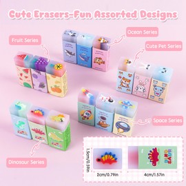Cute Erasers Bulk 35 Pack Animal Pencil Erasers Jelly Desk Pets Prize Gifts