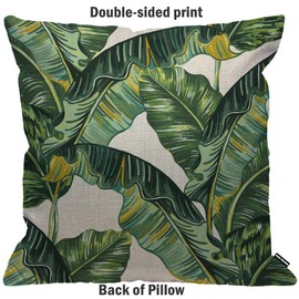HGOD DESIGNS Banana Leaves Cushion Cover,Tropical Leaves Jungle Leaf Throw Pillow Case Home Decorative for Men/Women Living Room Bedroom Sofa Chair 18X18 Inch Pillowcase 45X45cm