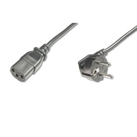 DIGITUS Mains Connection Cable - 1.8 m - CEE 7/7 (Type F) 90° to C13 - Male / Female - H05VV-F3G - 0.75 mm²