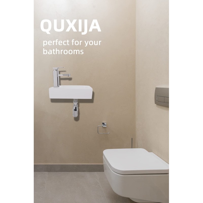 QUXIJA Ceramic Liberty Wall Mount Sink, Rectangle Small Bathroom Sink,Classic