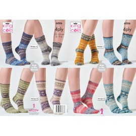 King Cole 4 Ply Knitting Pattern - 6006 Children & Ladies Socks