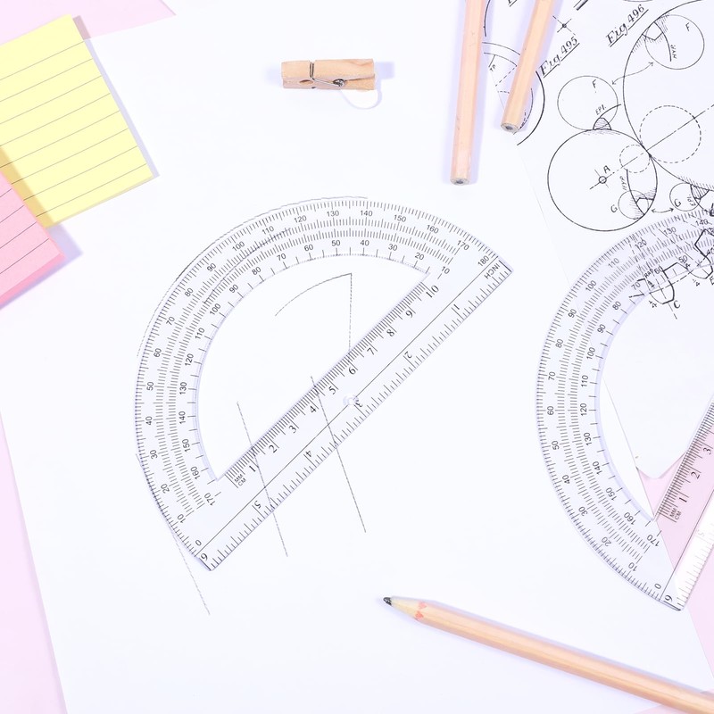 2 Pack Plastic Protractor, 6 Inch Math Protractors Clear Protractors