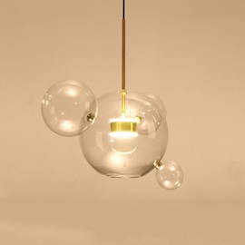 EDISLIVE Modern Artistic Chandeliers Bubble 1-Light Clear Globe Glass Sputnik Pendant Light for Dining Room White