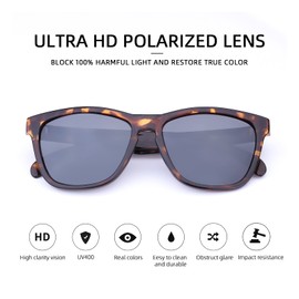 COLOSSEIN Fashion Polarized Sunglasses For Women Men Classic Vintage Square Frame UV400 Protection Lens