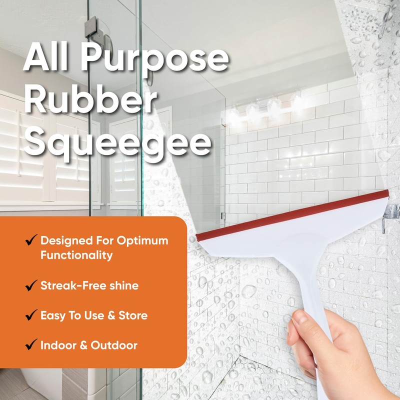 Superio 6” Window Squeegee with Grip Handle and Hanging Hook.