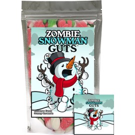 Zombie Snowman Guts Blue Raspberry & Marshmallow Flavored Gummy Snowflakes Funny Unique Christmas Tree Stocking Stuffer Gag Birthday Girl, Boy and Teens Candy Gift