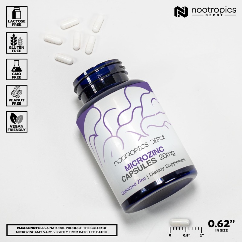 Nootropics Depot MicroZinc Capsules | 20mg | Optimized Zinc Supplement