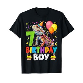 7th Birthday Boy Bearded Dragon 7 Years Old Bday Party T-Shirt