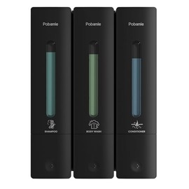 Dispensador de champú y acondicionador - Dispensador de jabón de ducha montado en la pared - Champú acondicionador de lavado corporal de 3 cámaras sin