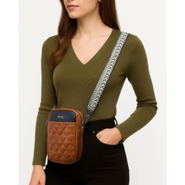 Alldaily Small Crossbody Bag for Women – Vegan Leather Phone Purse with Card Slots, Brown&black