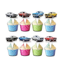 24 Pcs Classic Sport Cars Cupcake Toppers - Perfect for Boys' Birthday Parties, Racing Theme Events, and Car Enthusiast Celebrations