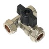 QQHL Lever 15mm Large Bore Tee Isolation Valve- Chrome Plated