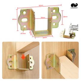 LIKERAINY Centre Support Bed Hinge Rail Brackets Timber Joist Hanger Width 30 mm Suspension Connecting Fittings Hooks Fastener for Bed Frame Metal 4 pcs
