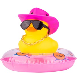 MuMyer Duck Car Dashboard Decorations Rubber Ornaments for Car Dashboard Decoration Accessories with Mini Swim Ring Sun Hat Necklace and Sunglasses(AA29)