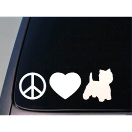 Peace Love Westie Sticker *H123* 8" Vinyl west Highland White Terrier