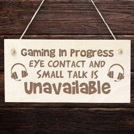 Red Ocean Gaming Bedroom Sign Hanging Wood Plaque Gamer Gift Birthday Son Brother Dad Gift For Men