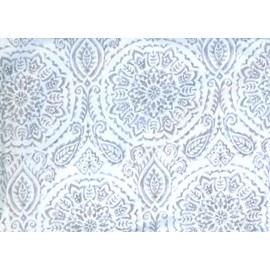 Island Paradise Savannah Boho Paisley Vinyl Tablecloth with Flannel Backing (Gray, 60" Round)
