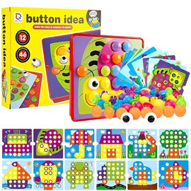 Cylora Giochi Montessori Educativi 2-4 Anni: Chiodini per Bambini, Incastro Mosaico con 46 Perle, 12 Carte, Tavoletta e Contenitore, Giochi da Viaggio, Regalo Bambini
