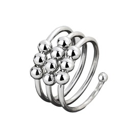 Auriselle Anxiety Rings for Women Adjustable Anxiety Stress Rings Open Spinner Beads with Triple Layer Shiny Silver Open Fidget Ring for Women, 3 Types, Copper, No Gemstone