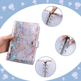 a6 Binder Seal Pad, Transparent, A6 Size Sticker Pad, Mount, 6 Holes, Girls, Sticker Binder, Glitter Shell Sticker, 40 Piece Set, Clear Binder, 6 Holes, Seal Storage, Pushing Goods