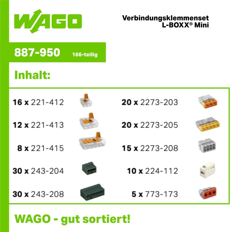 WAGO connection terminal set 887-950 | 166 pieces, with various